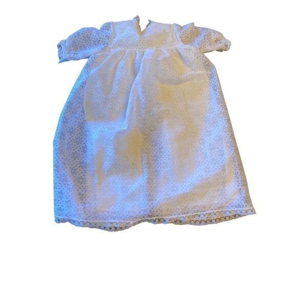 Vintage Infant Cream Ivory Lace Pointell Christening Open Gown Coat Topper - Picture 5 of 5